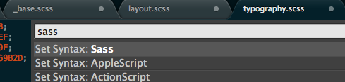 Setting syntax highlighing to SASS