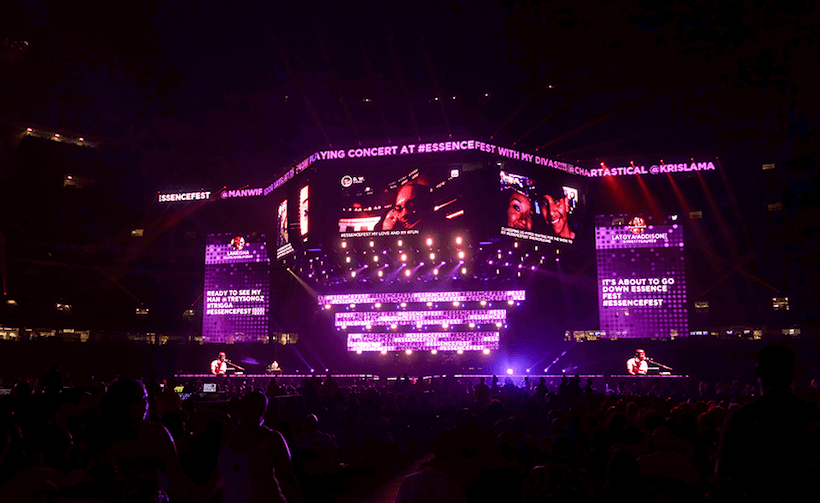 Postano's social media event display at the Superdome in New Orleans during Essence Festival