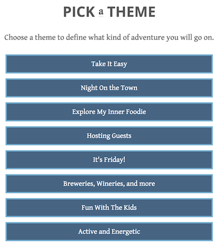 A screenshot of the list of choices users are asked to answer.